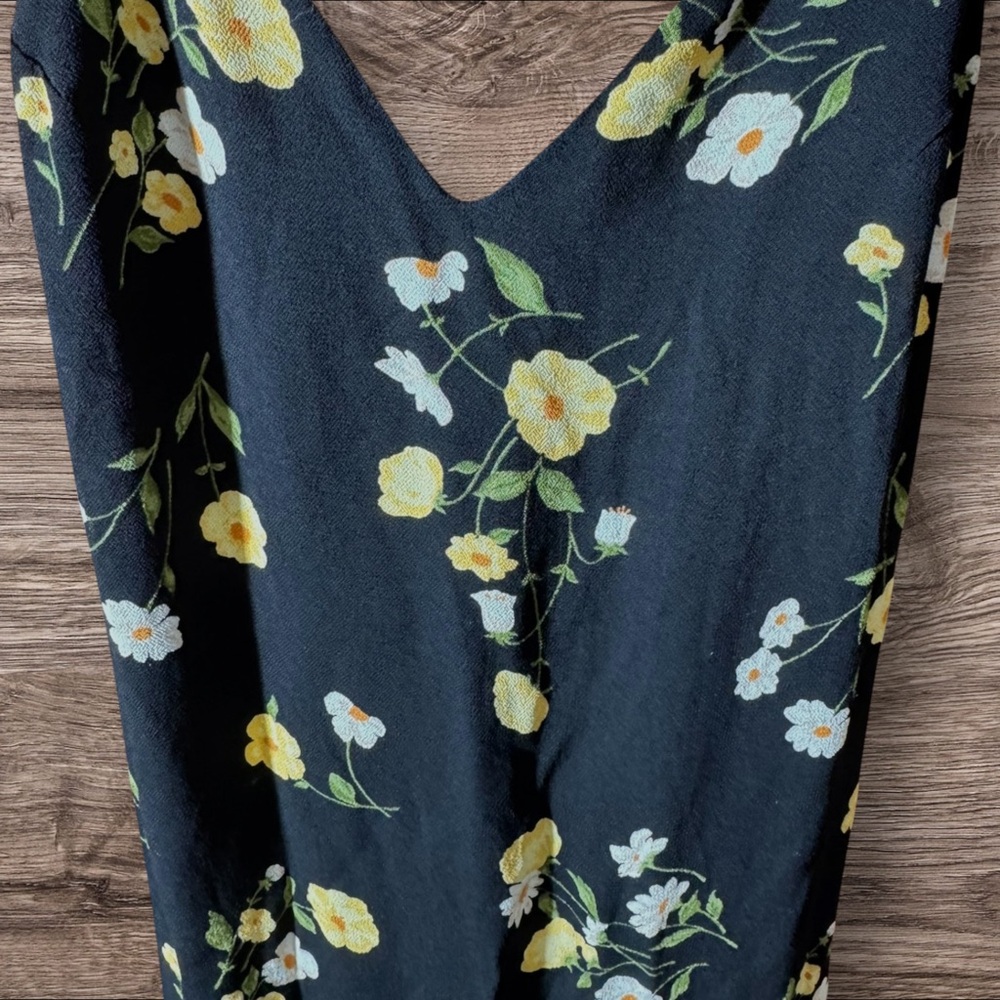 Reformation Dietrich Midi Black Dress with Piazza Floral Print & Tie Back Detail - Picture 5 of 7